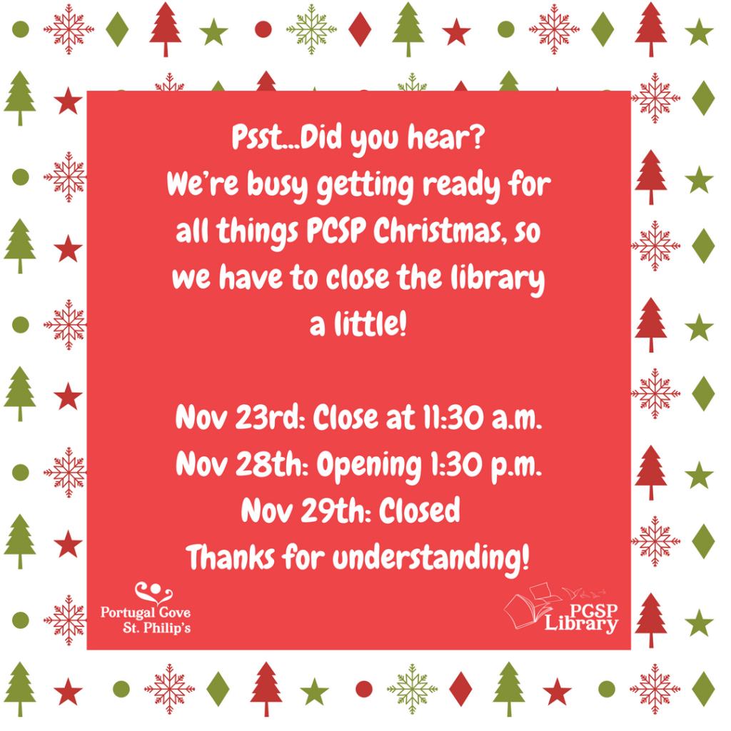 Holiday Library Hours Town of Portugal Cove St. Philips