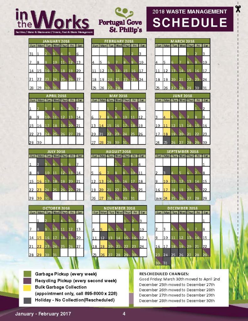 2018 Waste Management Schedule | Town of Portugal Cove – St. Philips