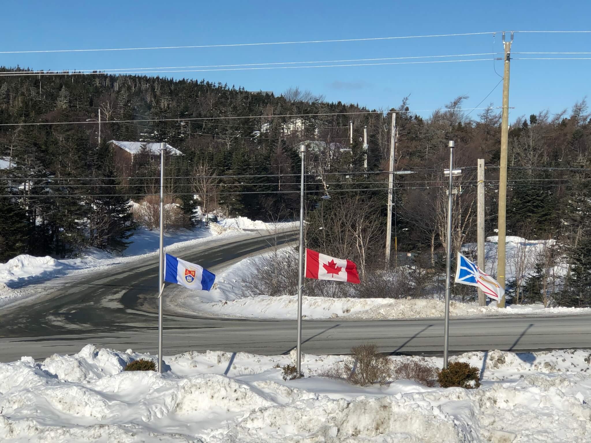 Town Hall to Lower Flags to HalfMast in Honour of John Crosbie Town