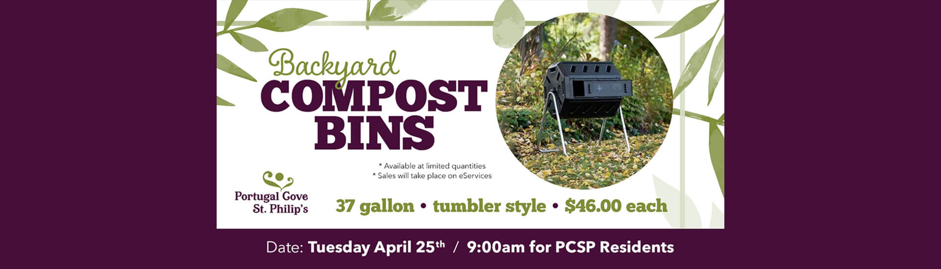 Tumblerstyle compost bin sales are back in Portugal CoveSt. Philip’s