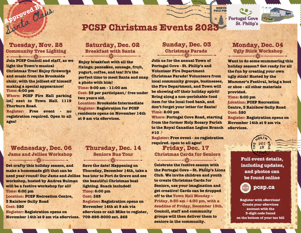 2023 Christmas Events Schedule Announced Town of Portugal Cove St