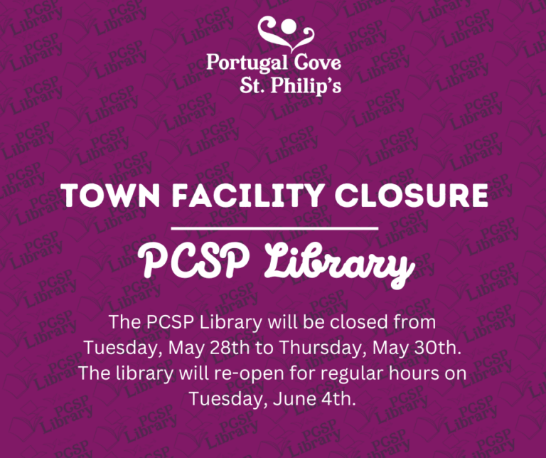 Facilities Closure PCSP Library Town of Portugal Cove St. Philips